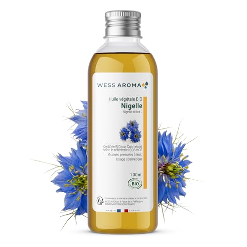 Huile Végétale BIO de Nigelle 100ML - Purifie la peau et Revitalise les cheveux - Certifiée COSMOS - Sans Conservateur - Pratiques agricoles durables - Entreprise...