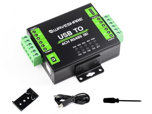 Waveshare Industrial USB TO 4Ch RS485 Converter Module (B) with CH344L Chip,Universal Serial Communication,Multiple Protection Circuits,Compatible with Mac, Linux, Android, Windows 11/10 / 8.1/8 / 7