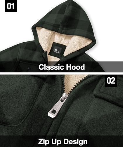 Image of GEEK LIGHTING Boys Flannel Jacket Sherpa Lined Hoodies Zip Up Fleece Plaid Shirt Jackets Winter Outdoor Coat Warm
