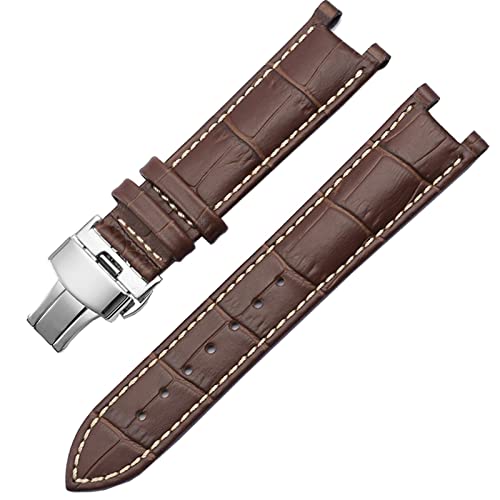 FFHAO Genuine Leather Watchband For GC 22 * 13mm 20 * 11mm Notched Strap Withstainless Steel Butterfly Buckle Men And Women Watch Belt