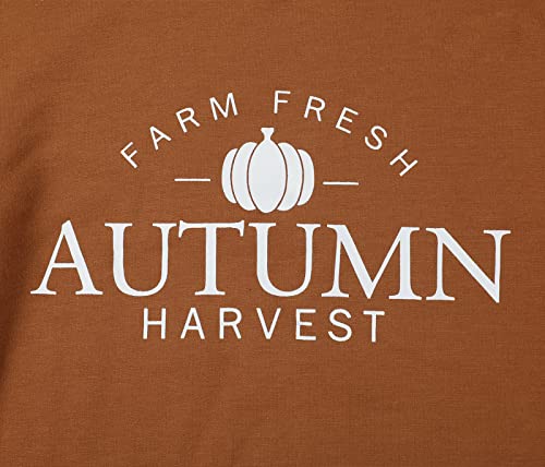TAOHONG Fall Sweatshirt for Women Farm Fresh Autumn Harvest Sweatshirt Funny Pumpkin Long Sleeve Pullover Top Blouse Brown
