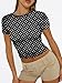 Trendy Queen Womens Short Sleeve T Shirts Summer 2026 Crop Tops Basic Slim Fit Gym Workout Y2k Clothes Black Dots S