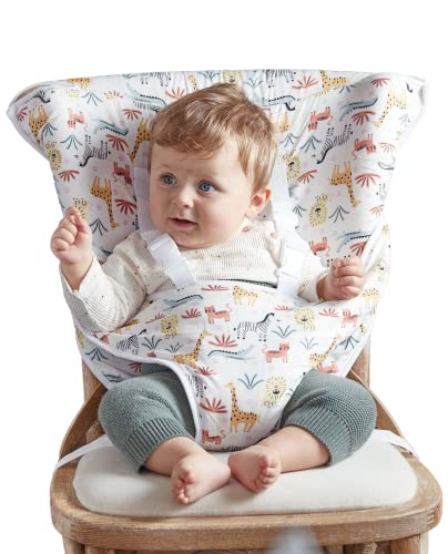 Orsetto Baby Travel High Chair Harness – Toddler Portable Booster Seat W/Carry Bag – Parent Pouch - Convenient Highchair - Foldable Infant Seat - Dining Table Baby Feed Essentials (Boy) #TOP2