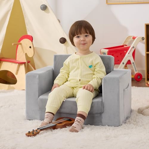 Zorvoxz Kids Couch, 2-in-1 Toddler Chair Comfy 1-3 Years Old, Convertible Kids Chair, Toddler Couch...