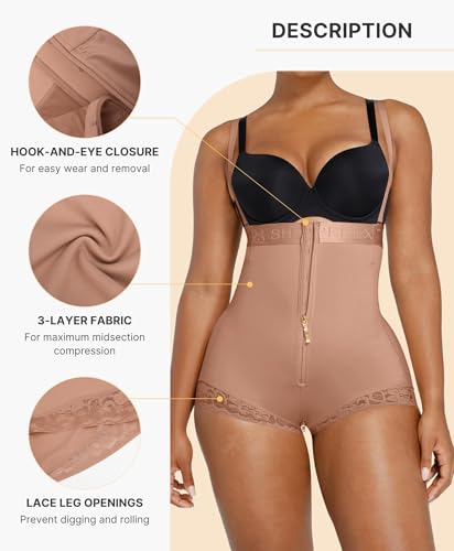 Image of SHAPELLX Fajas Colombianas Shapewear for Women Tummy Control Postpartum Body Shaper Butt Lifting Open Bust Bodysuit