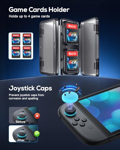 Image of Auarte [Charge inside] Carrying Case for Nintendo Switch 2 2025 / Switch OLED for Joy Cons , Travel Case with 22 Game Card Storage Accessories Bundle with Pro Controller, Hand Grip, Clear Cover Shell