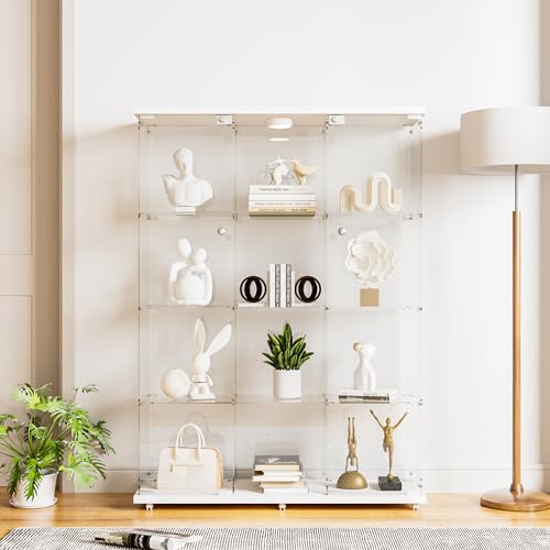 Darget Glass Display Cabinet 12 Shelves with 2 Doors,Middle Open