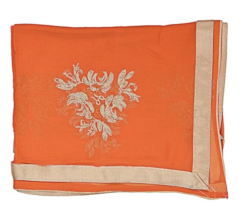Image of Youthquake Golden Embroidered Work Chiffon Dupatta For Womens & Girls With 4 Side Gold Lace