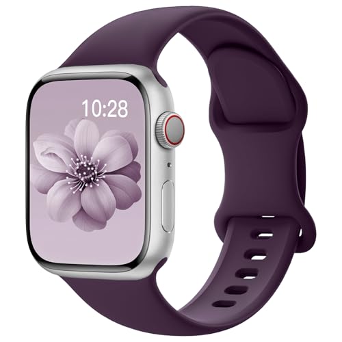 Image of Sport Silicone Band Compatible with Apple Watch Bands 40mm 38mm 41mm 44mm 45mm 42mm 49mm Women Men,Soft Wristband Waterproof Replacement Sport Strap for iWatch Bands Series 9 8 7 6 5 4 3 2 1 SE Ultra