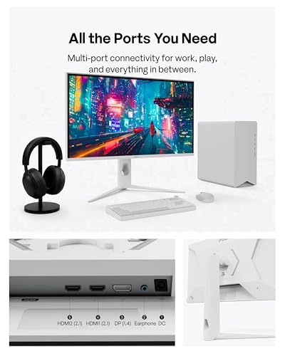 Image of Pixio PX27UM Mini LED White 27 inch Dual Mode UHD 4K 160Hz /FHD 1920x1080 320Hz Fast IPS Panel 1ms GTG Response Time Gaming Monitor with Adaptive Sync HDR and Fully Adjustable Stand