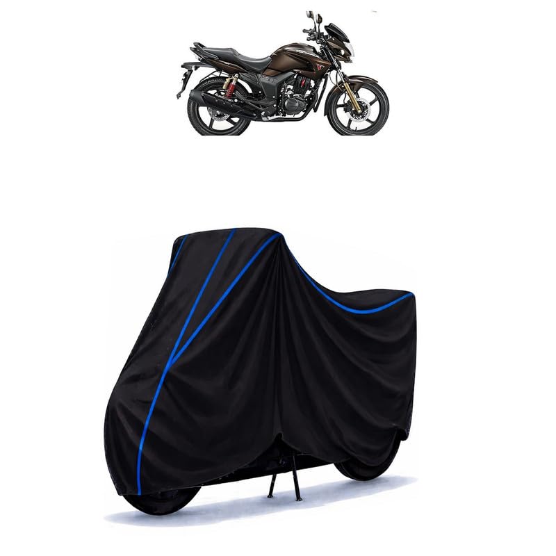 Image of Hero Hunk Bike Cover Water Resistant Universal Motorcycle Rain | Heavy Duty UV Protection, Dust, Scratch Indoor Outdoor All Weather with Black Blue Piping Elastic