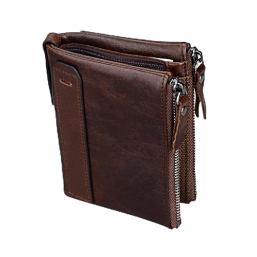 Portefeuille homme cuir marron fermeture éclair cadeau masculin élégant