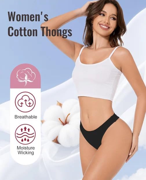 Sunm Boutique Cotton Thongs for Women, No Show Underwear for Women Pack, Sexy Low Rise Ladies Panties - Image 4