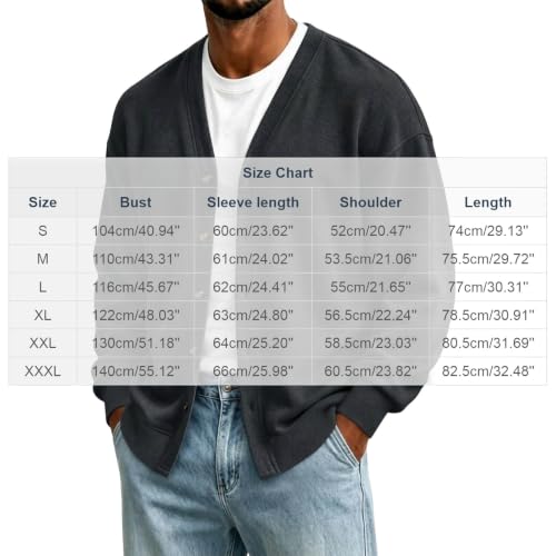 fartey Mens Cardigan V Neck Button Up Outwear Long Sleeve Ribbed Knit Coat - image 6