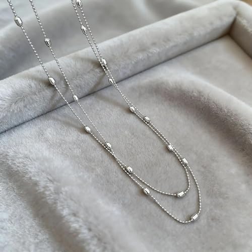 Collier long grain de riz argenté, fini les tenues ternes avec cette chaîne de pull