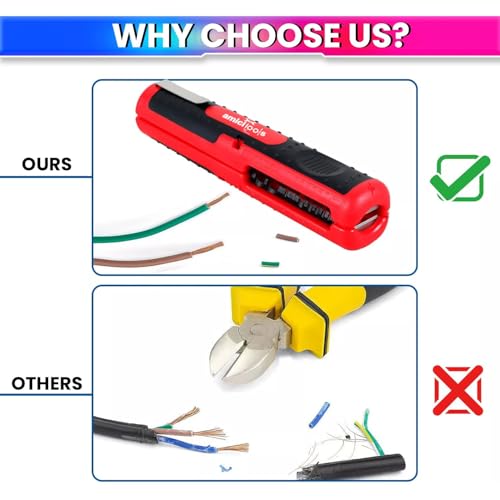 Image of amiciTools Electric Wire Stripper - Professional Wire Stripping Tool with Ergonomic Grip for Clean, Accurate Wire Stripping