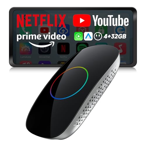 ATOTOOUT「AI Box」CarPlay & Android Auto かんたん无线対応、4GB+32GB 車載AIボックス、動画配信アプリ視聴可能（YouTube・Netflix・Prime Video・Spotify）、HDMI出力、内蔵デュアルWi-Fi・デュアルBluetooth・AI搭載、USB拡張対応・プラグ＆プレイ・OTAアップデート対応、CB4DT(黒)