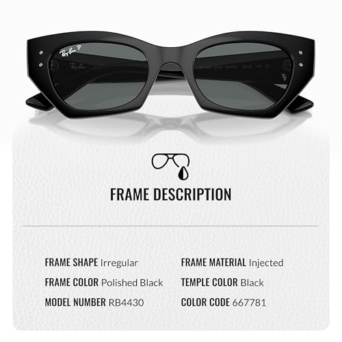 Image of Ray-Ban RB4430 ZENA BIO-BASED Square-Round Shaped Sunglasses for Men & Women with Official RAYBAN Eyewear Kit