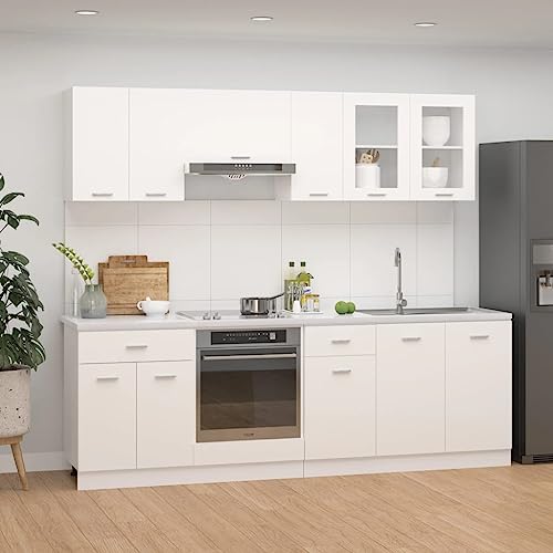 Refined Küchenzeile Küchenschrank Küchenblock Hängeschrank Herdumbauschrank Schubunterschrank 8-TLG. Küchenzeile Lyon Weiß...