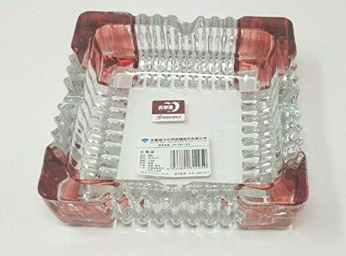 JRose Collections Cendrier carré en verre effet coupe cristal transparent pour cigarettes, cigares, intérieur et extérieur JR1207 Cover