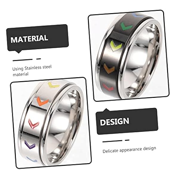 Vaguelly 10 Stks Gay Ring Trendy Decor Stalen Sieraden Vrouwen Sieraden Belofte Ringen Ronde Ring Bruiloft Eternity Ring Regenboog Vinger Ring Ring Regenboog Ring