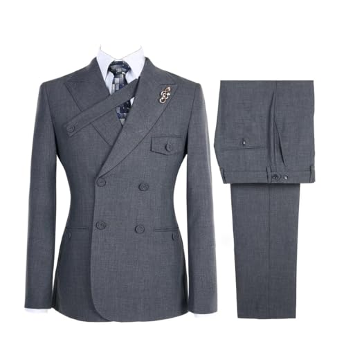 Men's Suits 2 Piece Set Brown Double Breasted Blazer & Pants Formal Wedding Party Business Attire