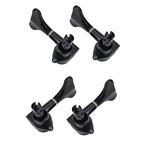4Pcs Tuning Pegs, 2L 2R Black Closed Zinc Alloy Machine Heads String Tuners For Electric Bass #TOP3