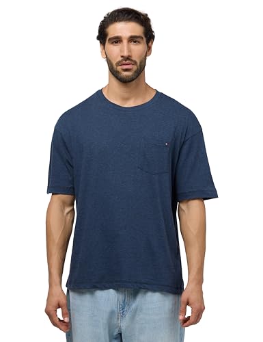 Tommy Hilfiger Ss Pocket Tee Shirt For Men Preppy Navy Heather M