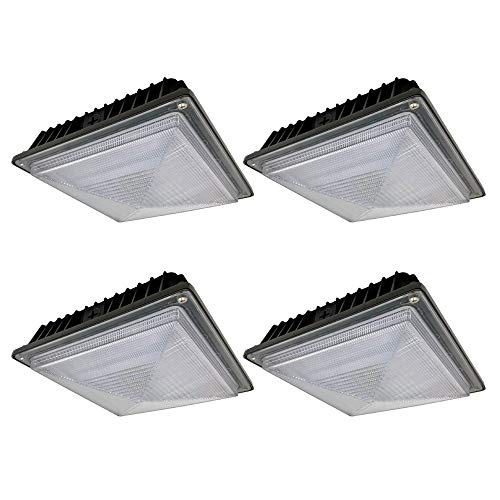 Howard LED Canopy Lights 4-Pack | Indoor/Outdoor Gas Station Parking Lot Warehouse Workshop | 39W 5000K Natural Daylight White 3100 Lumens | Die-Cast Aluminum Waterproof Housing | 120v-277v