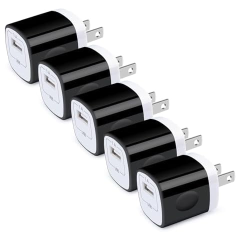 Charger Box, 5Pack 1A/5V Single Port USB Wall Charger Cube Plug Charging Block Brick for iPhone 16 15 14 Pro Max 13 12 11 XS X 8, Samsung Galaxy S24 S23 A15 A55 A53 A73 A14 A13 S22, Pixel 9 8a 8 7 Pro Cover