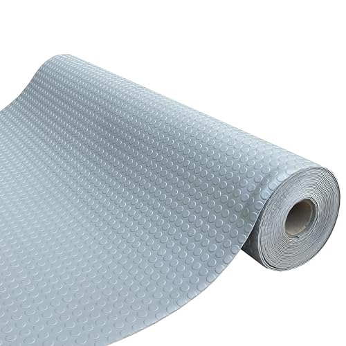 Shield Autocare © Heavy Duty Commerical Grade PVC Vinyl Floor Matting Garage Industrial Coin Penny Pattern Black | Blue | Light Grey | Dark Grey | 1.3m Width | 3mm Thick (Light Grey, 5m x 1.3m)