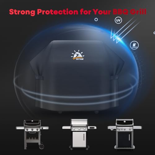 Zettum Grillabdeckung 139 cm - Grill Abdeckung für Weber Grill Wetterfest Heavy Duty & Wasserdicht, PU abdeckhaube für Char-Broil, Nexgrill, Monument, Dyna-glo, Brinkmann (139 L x 61 W x 106 H cm) 5