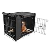 Durable Dog Crate Cover Double Door for Large pet Kennel Covers Universal Fit for 24 30 36 42 48 inches Wire Dog Crate (24 Inch (24″ L x 18″ W x 20″ H))-Black