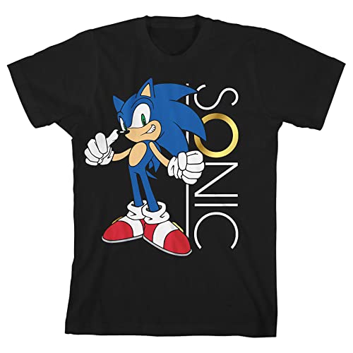 Sonic The Hedgehog Sonic with Ring Boy's Black T-Shirt