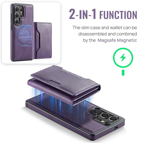 Étui portefeuille iPhone 15 Pro en cuir violet avec coque magnétique amovible - 3