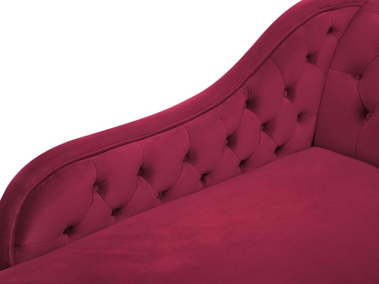 Image of Velvet Modern Chesterfield Chaise Lounge Couch 166 X 63 X 76 for Your Loving Space (Burgendy, Right Arm)