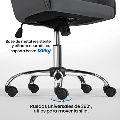 Miniatura 8 de Yaheetech Silla De Oficina Altura Ajustable Silla Ergonomica De Escritorio Cubierto De Terciopelo Carga Max 136 Kg