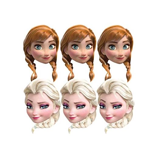 D&F Paquete de 6 - Máscaras Disney Frozen - 6 Elsa - 6 Anna - Rellenos de Bolsos para Fiestas - Artículos de Fiesta
