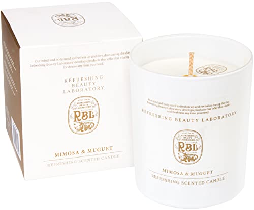 RBL by Rebul Bougie Parfumée en Verre - Mimosa & Muguet - 210 g Bougie dans Boîte Cadeau - Arôme Délicat pour une Ambiance de Haute Gamme - Brûle jusqu'à...