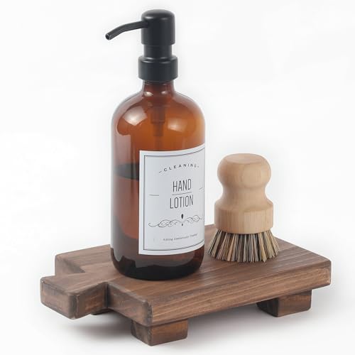 Image of GRID FORTE Wood Pedestal Stand, Wood Riser, Mini Display Stool for Bathroom, Kitchen Soap Tray, Sink Room Decor Candle Plant Tray, Modern Rustic Holder, Soap Bottles Decorative Stand (Special Walnut)