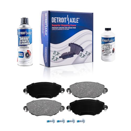 Image of Detroit Axle - Front Ceramic Brake Pads with Hardware Set Replacement for 2002-2006 Jaguar X-Type Ford Mondeo - 4pc Set