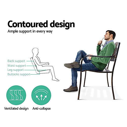 image for Gardeon Garden Bench Seat Outdoor Chair Steel Iron Patio Furniture Lou