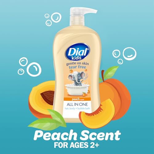 Dial Kids All-in-1 Body + Hair + Bubble Bath, Peach Scent, 32 Fl Oz, Hypoallergenic Body Wash & Shampoo, No Tears Formula for Kids 2+ Years, No Parabens & Silicones - image 3