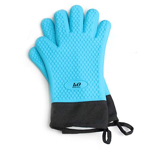 image for I&O BBQ Gloves Oven Mitts – Heat Resistant Grilling Gloves – Silic