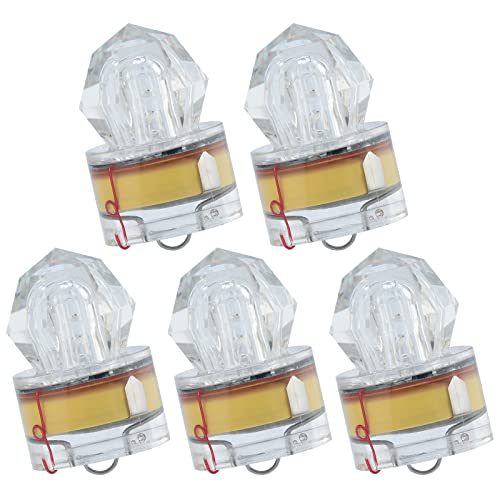 Dr.Fish 5 Pack LED Deep Drop Fishing Lights Diamond Water Activate LED Lighted Lures Deep Drop Rig Fishing Flashers Hablibut Tuna Swordfish Flash Red-Green-White