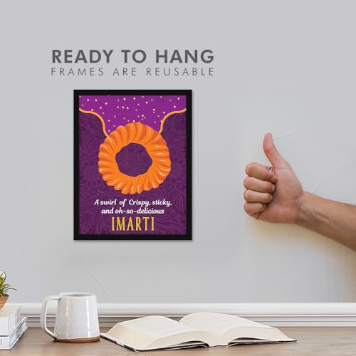 Image of Chaka Chaundh - Jalebi poster Imarti wall art frame - Sweets Mithai shop and confectionery store wall art framed quotes decor item - Restaurant cafe food Deserts poster frame decoration items - 14 X 11 inches