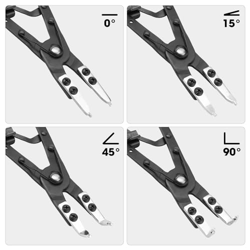 Image of DNA MOTORING 2pc 10 in Heavy Duty Multi Angle Internal External Spring Ratchet Circlip Plier For Ring Remover Retaining Snap Ring Plier Set, W /Case, Tools-00533