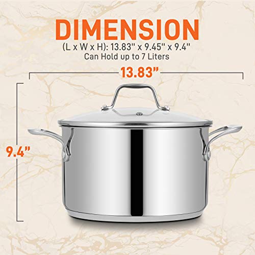NutriChef 8-Quart Stainless Steel Stock Pot - 18/8 Food Grade Stainless Steel Heavy Duty Induction - Stock Pot, Stew Pot, Simmering Pot with See-Through Lid, Dishwasher Safe - NCSP8 - Image 3