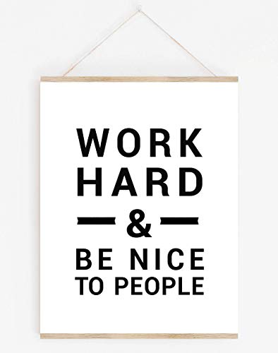 Work Hard & Be Nice Motivational Word Wall Art Print - 11x14 UNFRAMED