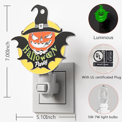 Kundgla Halloween Bat Pumpkin Luminous Night Lights Plug Into Wall thumb #4